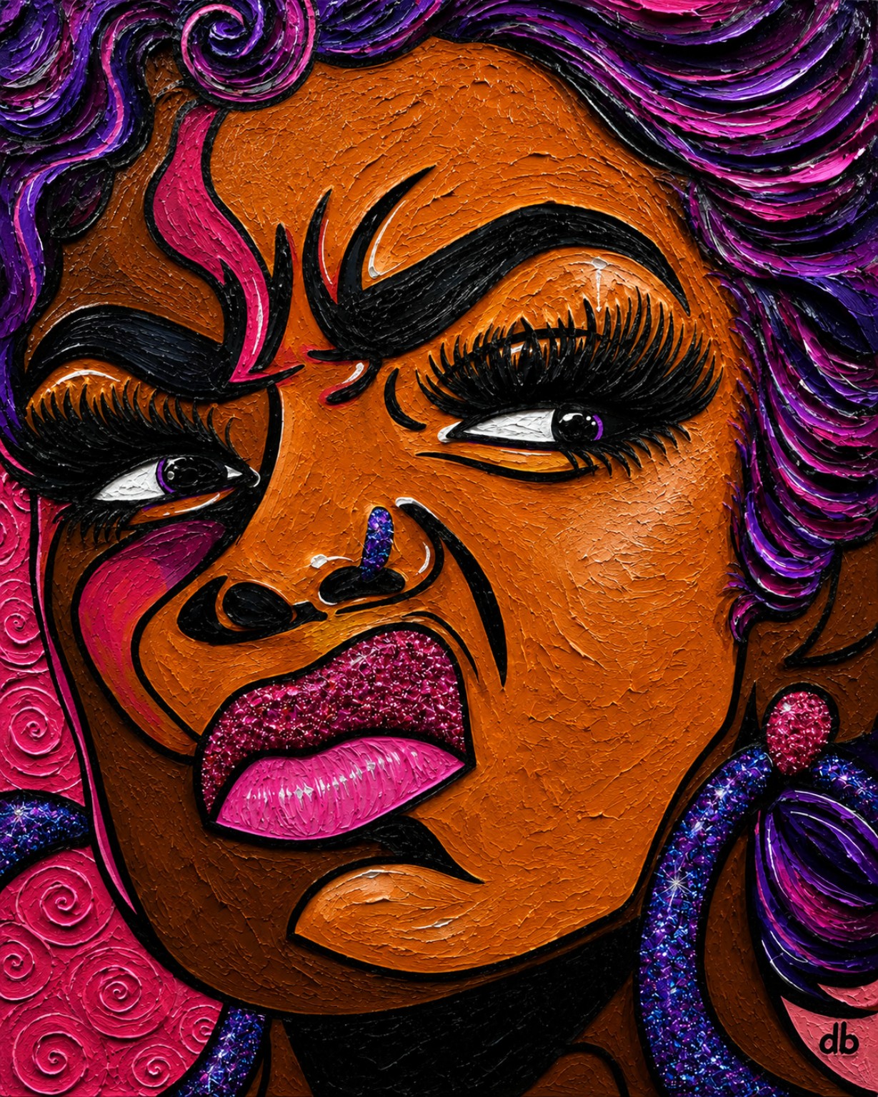 FaceTime, colorful contemporary artwork by Dani Becca from the Stories in Color collection.
