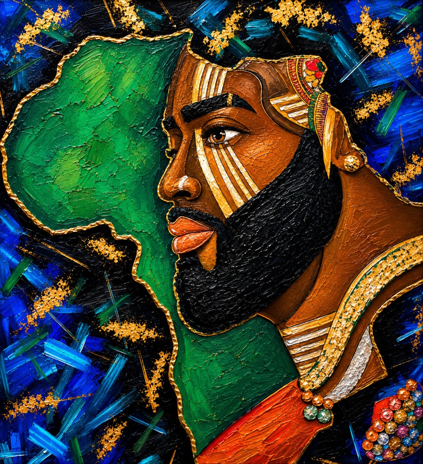 Portrait of the King, colorful contemporary artwork by Dani Becca from the Stories in Color collection.