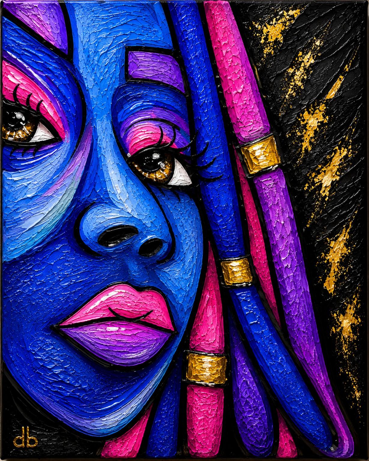 Gone with the Blues, colorful contemporary artwork by Dani Becca from the Stories in Color collection.