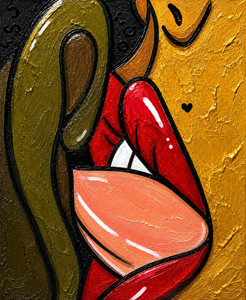 Delicious Secrets, colorful contemporary artwork by Dani Becca from the Stories in Color collection.