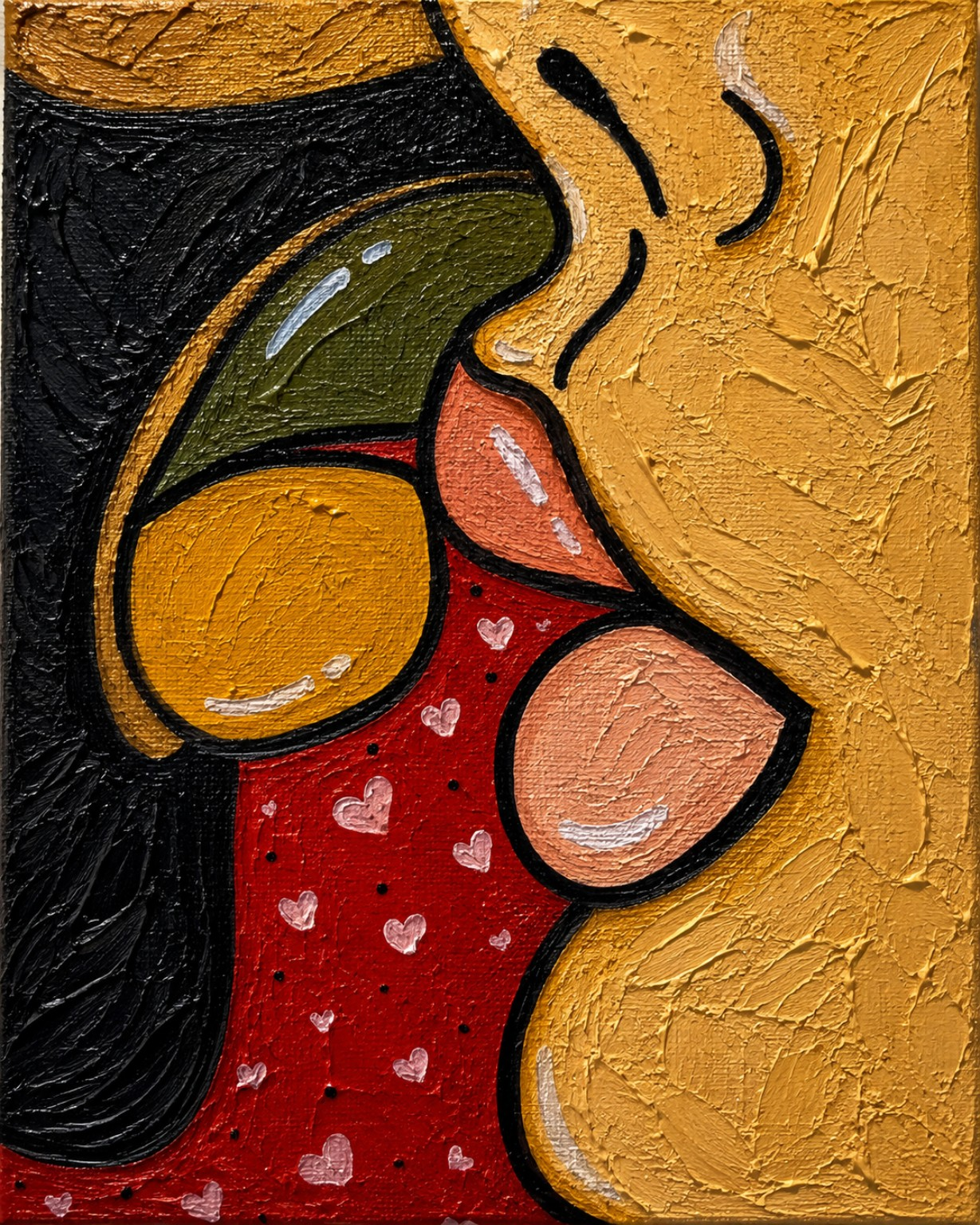 Sweet Kisses, colorful contemporary artwork by Dani Becca from the Stories in Color collection.